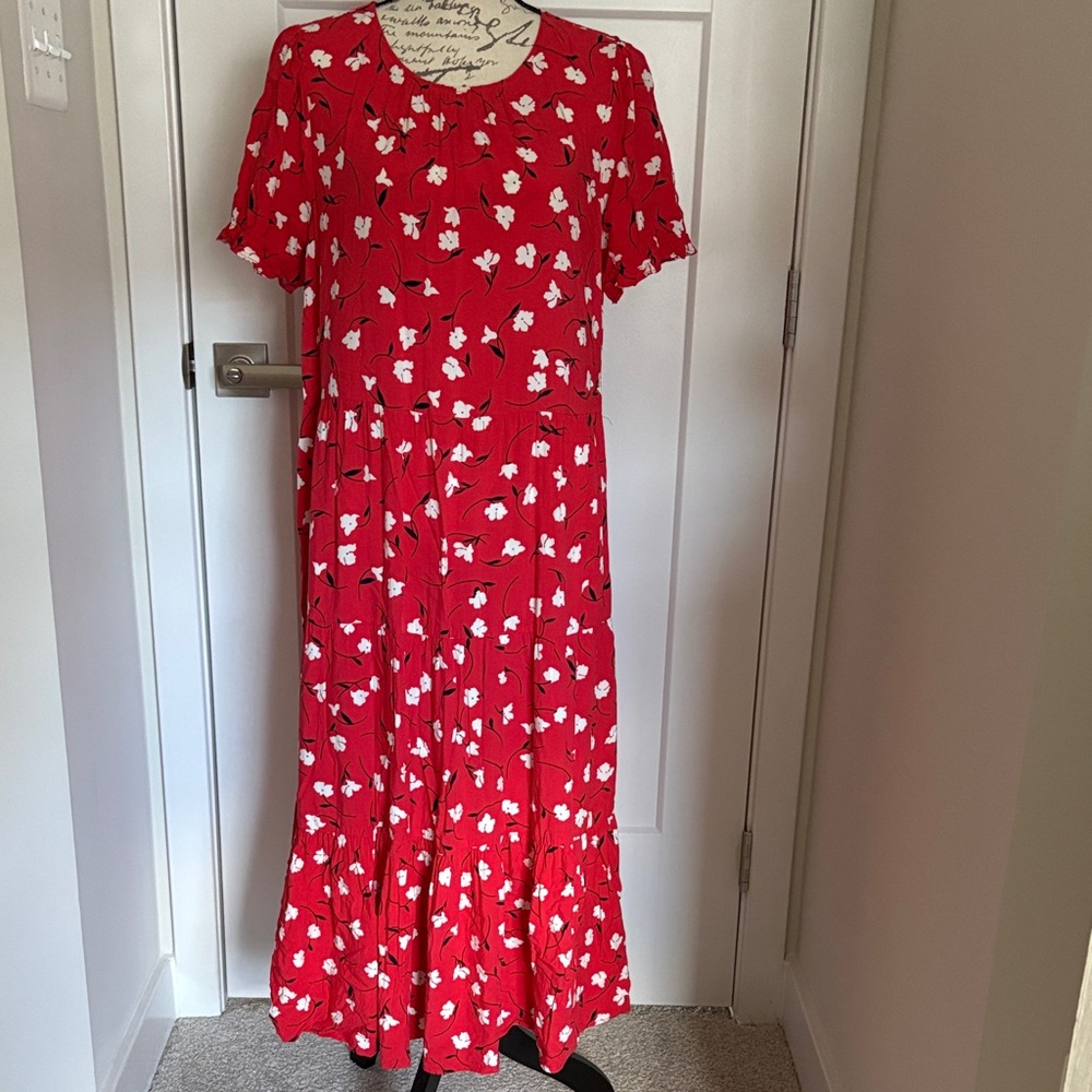 J Crew Floral Red Maxi Dress